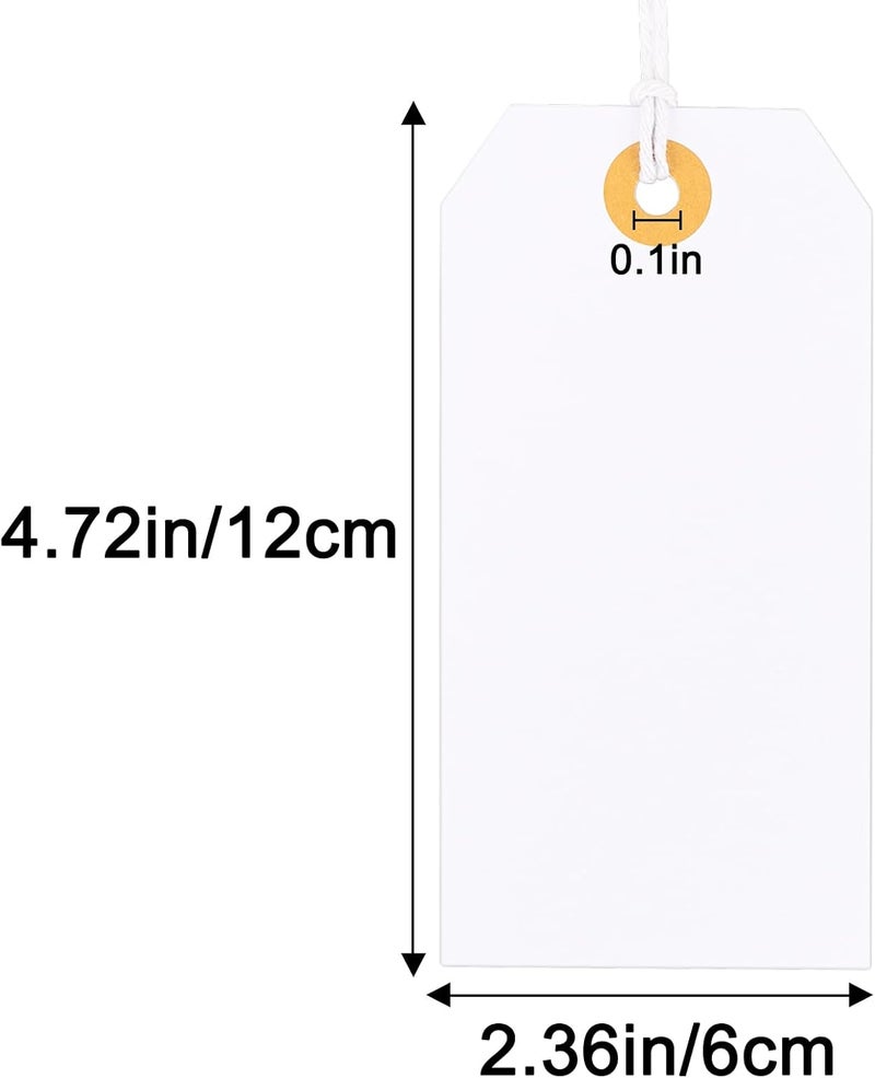 g2plus Price Tags with String, 2.4x4.7 in Blank Labeling Tags, White Paper Hang Tag with Reinforced Hole for Shipping, Clothing, Pricing, Marking, Gift Wrapping - Image 2